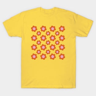 Smiley Flowers - Pink T-Shirt